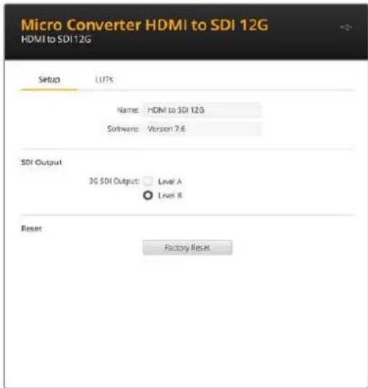 Blackmagic Design Micro Converter HDMI to SDI - Le impostazioni di Blackmagic Converter Setup - 1