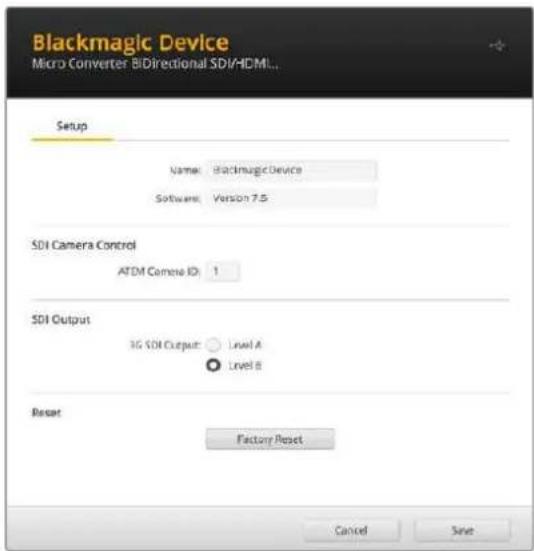 Blackmagic Design Micro Converter HDMI to SDI - Blackmagic Converters Setupの設定 - 1