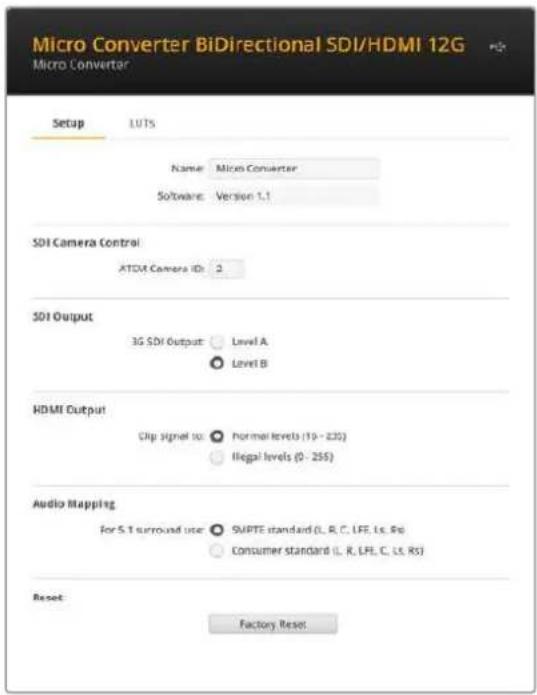 Blackmagic Design Micro Converter HDMI to SDI - Blackmagic Converters Setup的各项设置 - 1