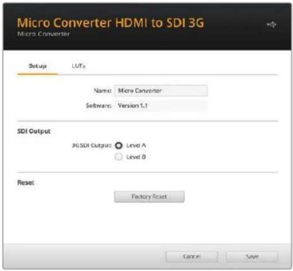 Blackmagic Design Micro Converter HDMI to SDI - About (onglet À propos) - 2