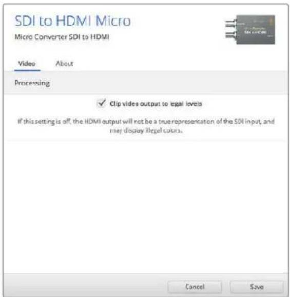 Blackmagic Design Micro Converter HDMI to SDI - Le impostazioni di Blackmagic Converter Setup - 1