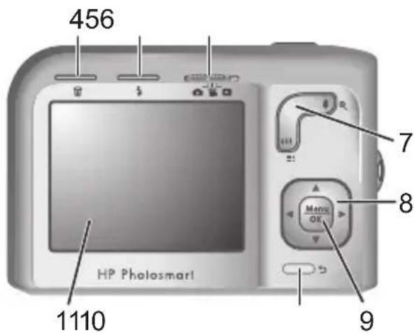 HP PhotoSmart M440 - Viste posteriore e dall'alto della fotocamera - 2