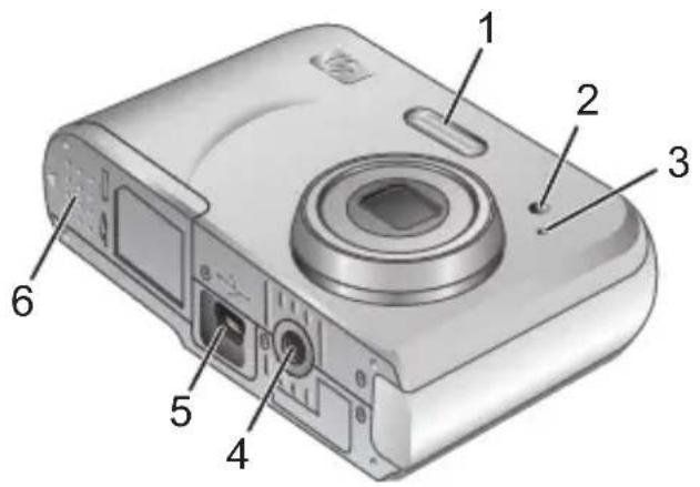 HP PhotoSmart M440 - Vorderseite, Seite und Unterseite der Kamera - 1