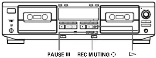 SONY TCWE425 - Inserção de um espaço em branco durante a gravação (Silenciamento de gravação) - 1
