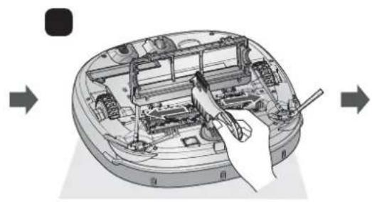 LG VR64703LVMP - Beim Erhalt der Sprachnachtrecht: "Bitte Fremdkörper von der Bürste auf der Unterseite des HomBot entfernen." - 2
