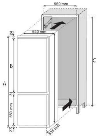ROSIERES RBCP 3383 D - AFMETINGEN VAN APPARAAT EN INBOUWKAST - 1