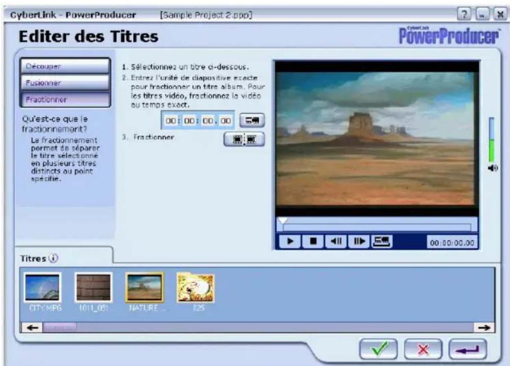CYBERLINK PowerProducer 1.0 - Fractionnement des titres - 1