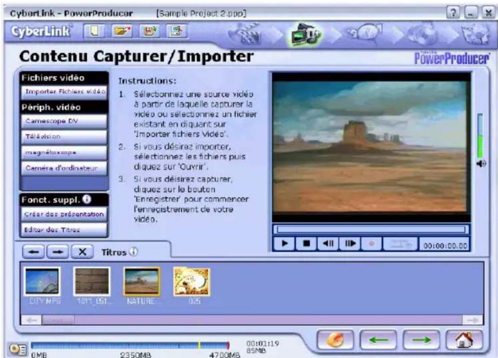 CYBERLINK PowerProducer 1.0 - Aperçu et ajustement de l'ordre des titres - 1