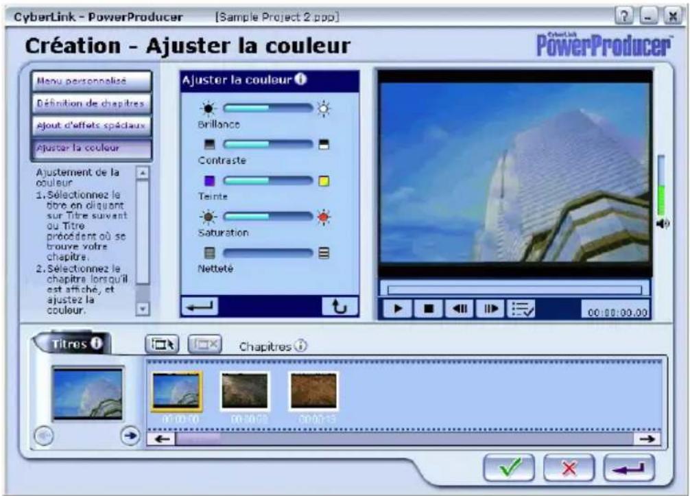 CYBERLINK PowerProducer 1.0 - Création: Ajustement des couleurs - 1