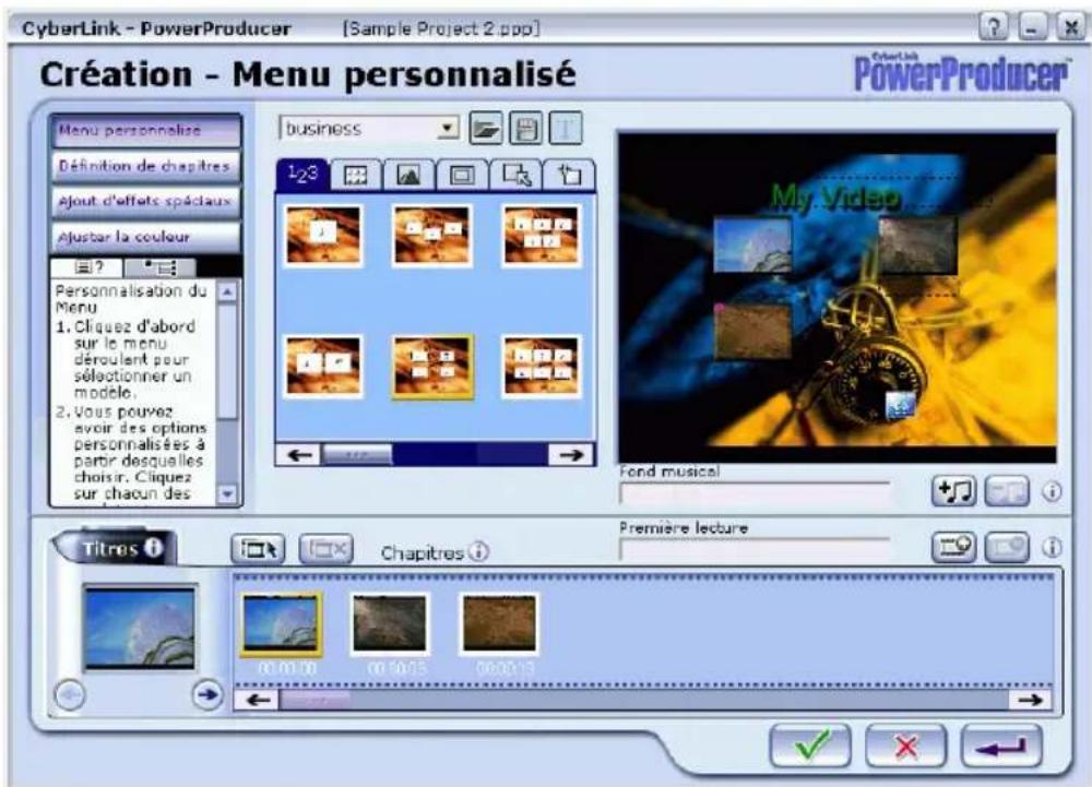 CYBERLINK PowerProducer 1.0 - Cliquez sur Menu personnelisé. - 1