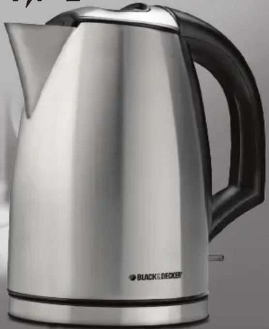 BLACK & DECKER JKC920C - Bouilloire électrique de 1,7 l en acier inoxydable - 1