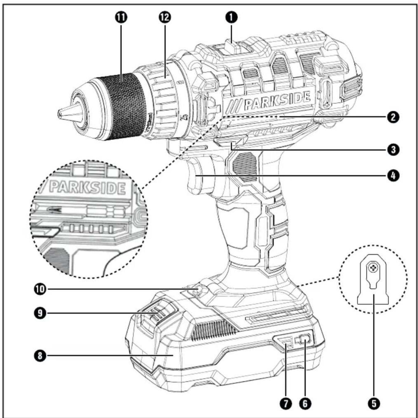 PARKSIDE PABS 20Li D4 - CORDLESS DRILL - 1