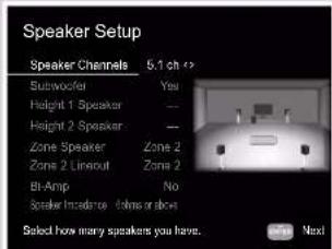ONKYO TXNR797 - Réglages "Speaker Setup" durant la Initial Setup (→p159) - 1