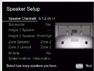 ONKYO TXNR797 - Réglages "Speaker Setup" durant la Initial Setup (→p159) - 1