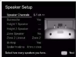 ONKYO TXNR797 - Réglages "Speaker Setup" durant la Initial Setup (→p159) - 1