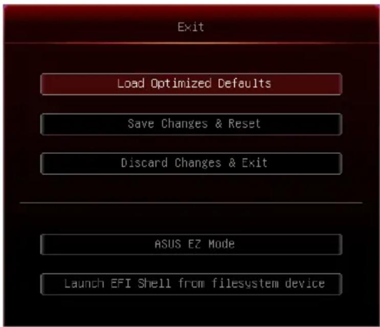 ASUS Maximus V FormulaThunderFX - Menu Exit (Sortie) - 1
