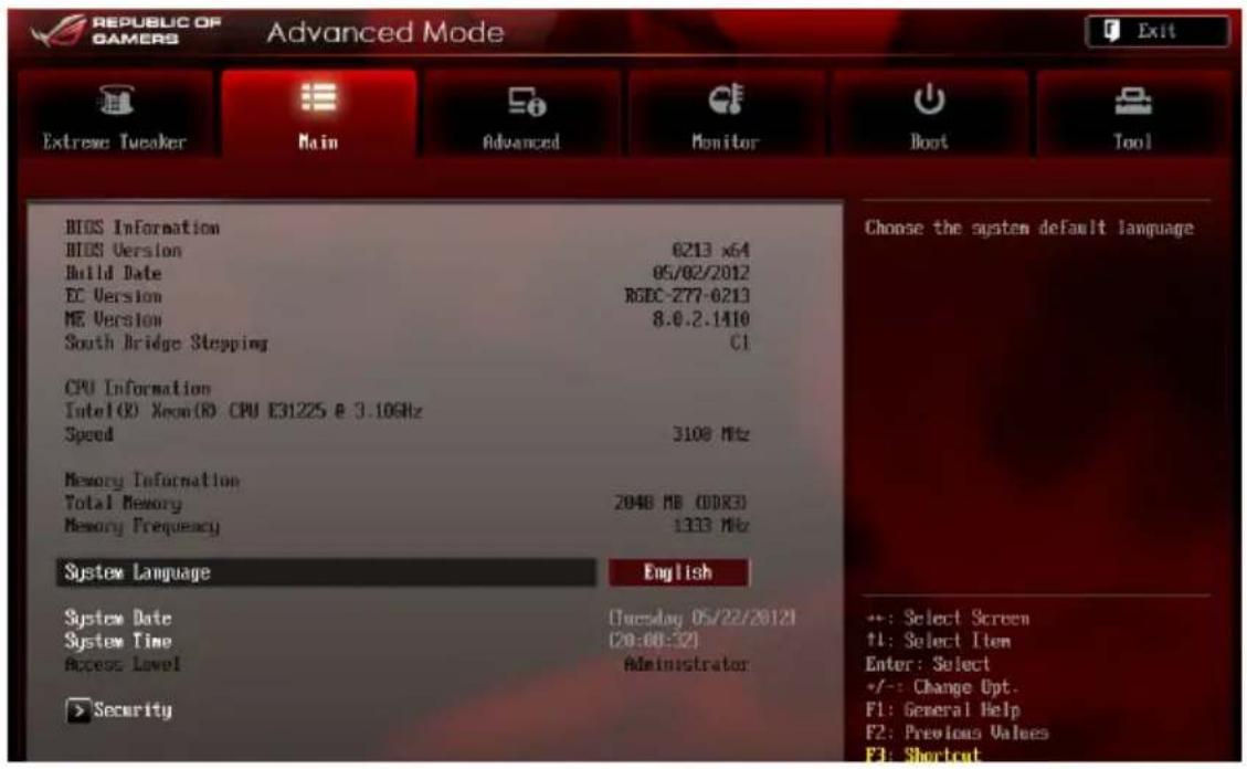 ASUS Maximus V FormulaThunderFX - Menu Main (Principal) - 1