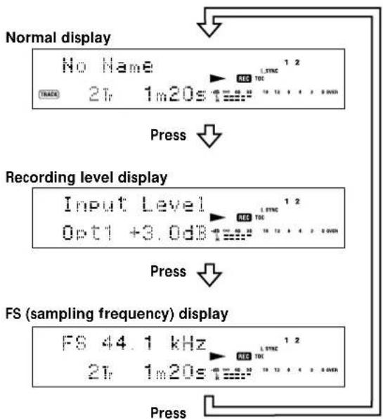 SONY MDSJB920 - Changing the display while recording - 1