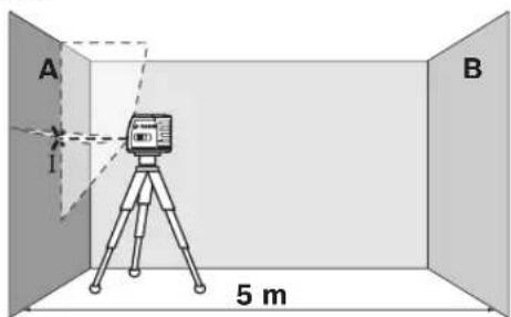 BOSCH GLL 3 X Professional - Vaakasuoran linjan korkeustarkkuuden tarkistus - 1