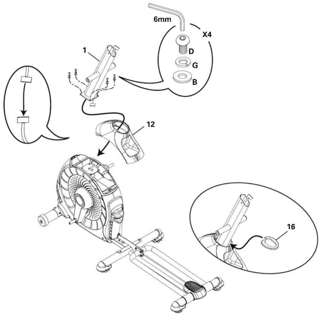 Schwinn 430i - Connectez le câble et arrimez le tube de la console au châssis - 1