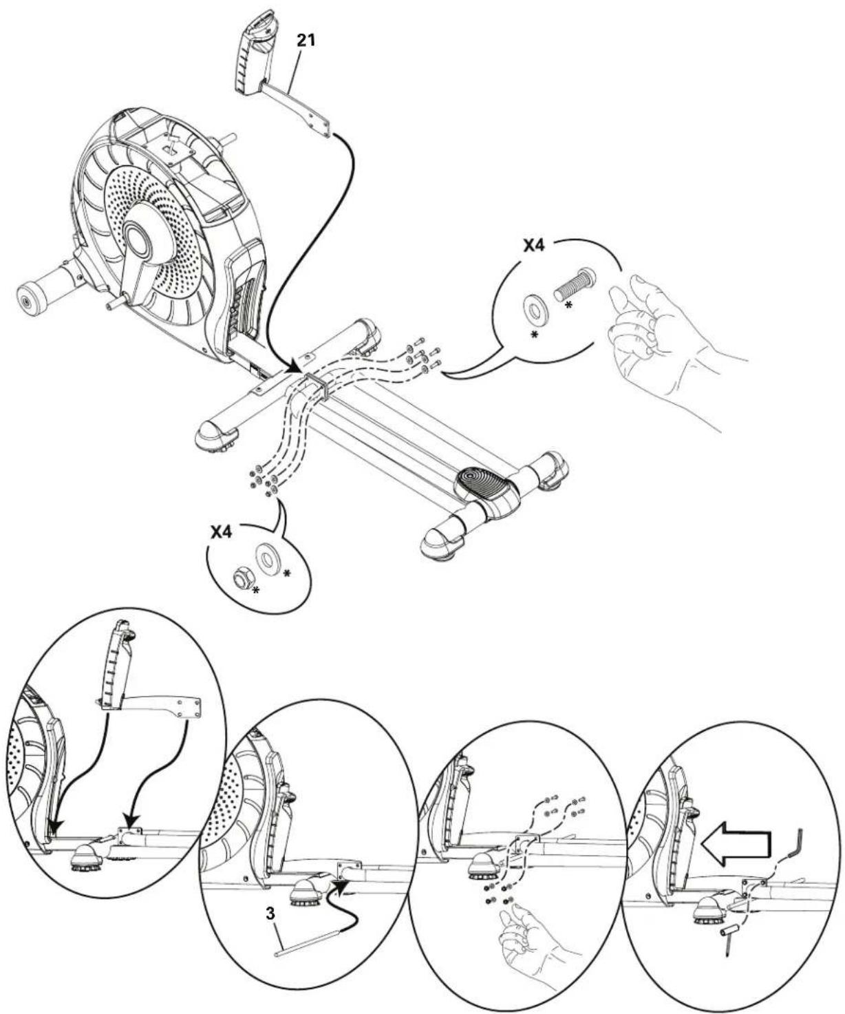 Schwinn 430i - Arrimez le dispositif de manutention à l'aide de la barre de pivot - 2