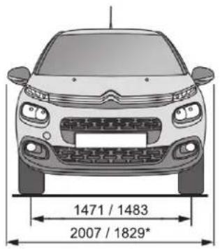 CITROEN C3 (2019) - Dimensions (en mm) - 1