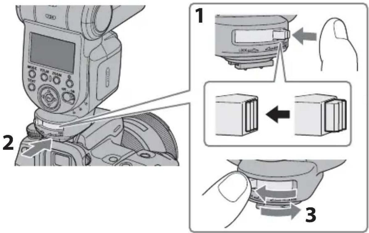 SONY HVLF43M - Attaching the flash unit to the camera - 1