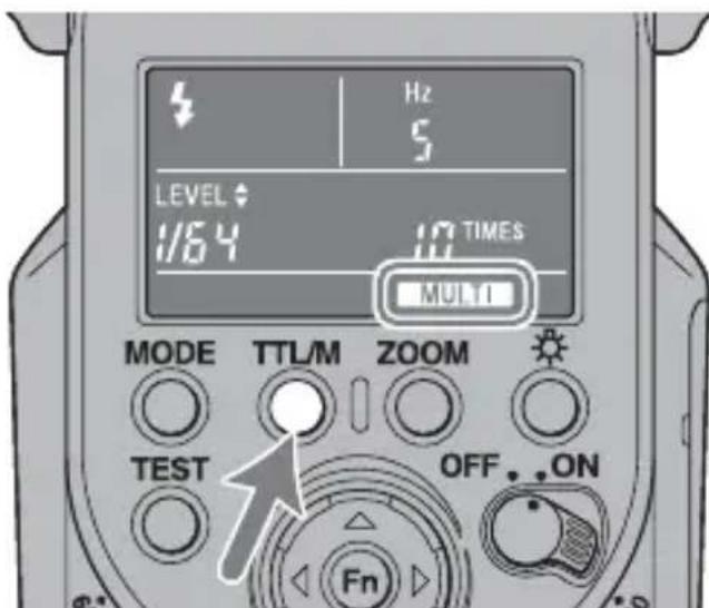 SONY HVLF43M - Appuyer sur la touche TTL/M pour afficher l'indicateur MULTI sur I'écran LCD. - 1
