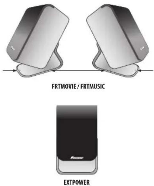 PIONEER HTS260 - Turn the speakers as shown, following the guide marks for optimal Front Surround. - 1