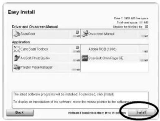 CANON CanoScan 8600F - Fare cli c su [Install] (Installa) per avviare l'installazione. - 2