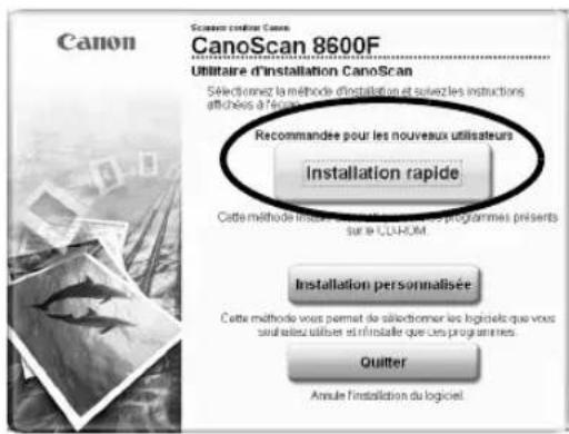 CANON CanoScan 8600F - Pour les applications livrées, suivez les instructions qui s'affichent afin de proce der à leur installation. - 1