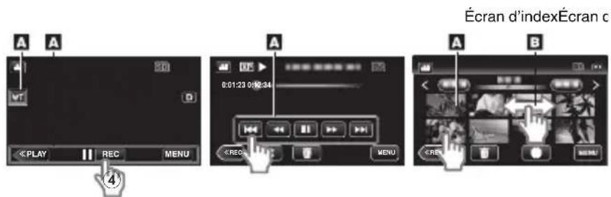 JVC Everio GZEX250 - Utiliser les iconônes touches/miniatures - 1