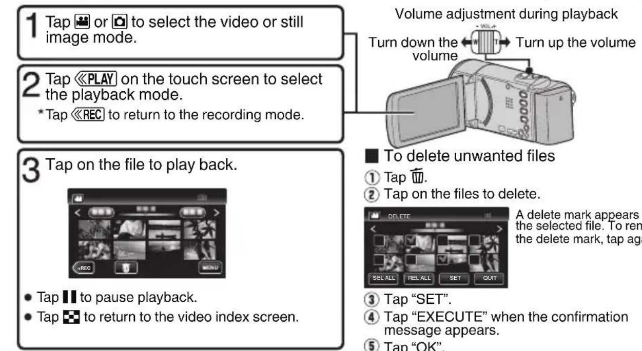 JVC Everio GZEX250 - Playing Back/Deleting Files on this Unit - 1
