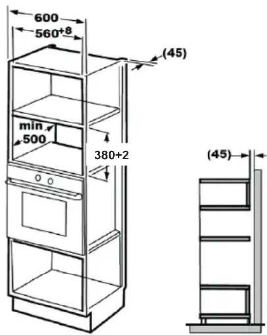 BEKO MQB25332BG - Furniture dimensions for built-in installation - 1