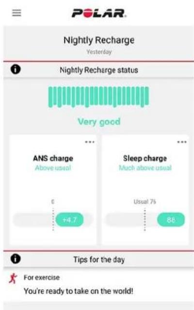 POLAR Pacer - Nightly recharge dans l'application polar flow - 2
