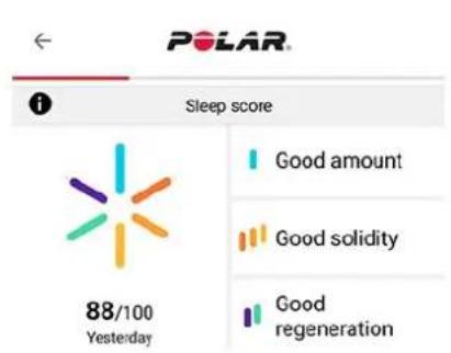 POLAR Pacer - Données relatives au sommeil dans l'application et sur le service web polar flow - 2