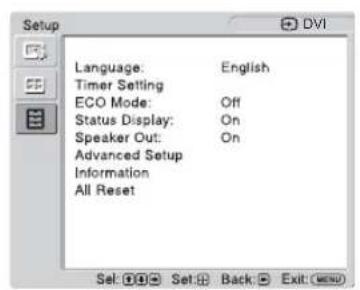 SONY GXDL52H1 - Setup Settings - 1