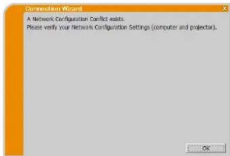 Christie LWU501 - Message 9: A Network Configuration Conflict exists. - 1