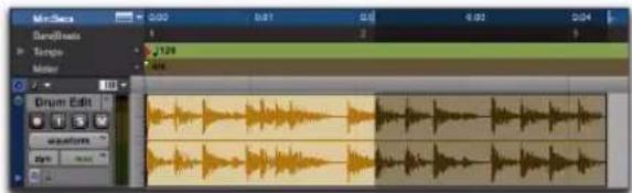 Min/Max Gnd/Broots Tempo Audio 2128 0:00 0:01 0:02 0:04 Drum Edit equations dyn dual