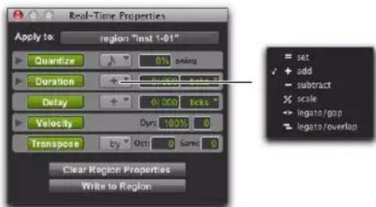 Avid Pro Tools 10.2 - Menu déroulant du mode Duration - 1