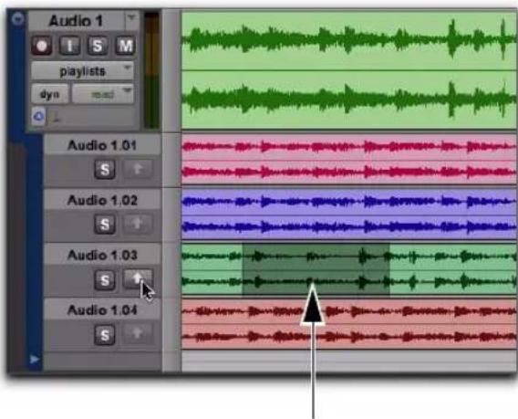 Avid Pro Tools 10.2 - Pour copier une sélection d'une playlist alternative sur la playlist principale : - 1