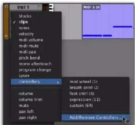 Avid Pro Tools 10.2 - Pour activer manuellement un contrôleur continu pour l'automation : - 1