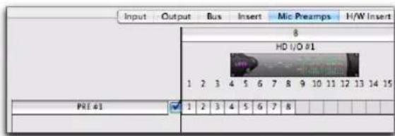 Input Output Bus Insert Mic Preamps H/W Insert 8 HD I/O 01 1 2 3 4 5 6 7 8 9 10 11 12 13 14 15 PRT 01 1 2 3 4 5 6 7 8