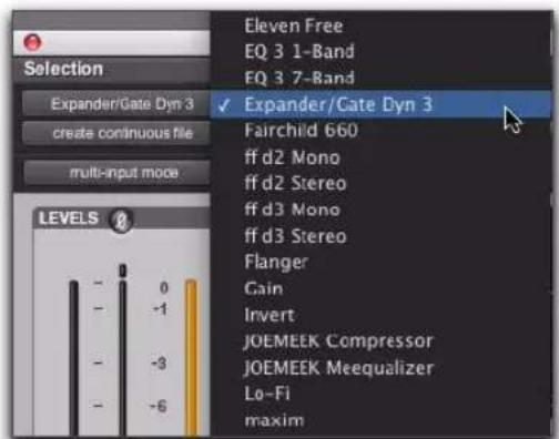 Avid Pro Tools 10.2 - Sélecteur de plug-in AudioSuite - 1