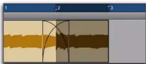 Avid Pro Tools 10.2 - Pour déplacer un clip par incrément et étendre le fondu enchaîné correspondant : - 1