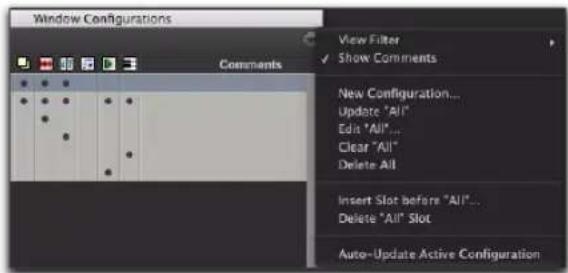 Avid Pro Tools 10.2 - Menu de la liste des configurations de fenêtres - 1