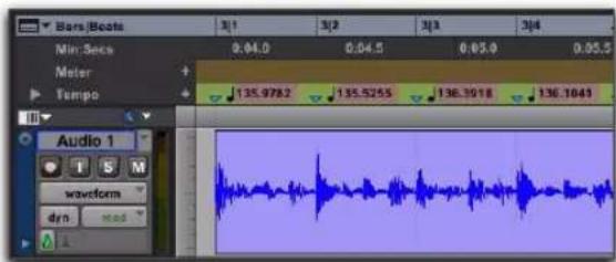 Bars/Boats 3/1 3/2 3/3 3/4 Min. Secs 0:04.0 0:04.5 0:05.0 0:05.5 Meter Tempo Audio 1 S M waveform dyn 135.9782 135.5255 136.3918 136.1043