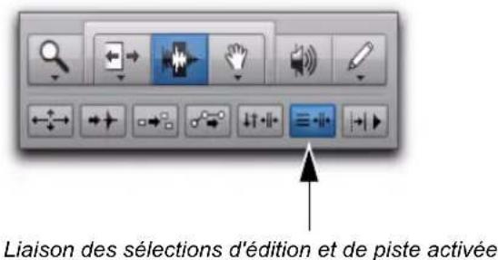 Liaison des sélections d'édition et de piste activée