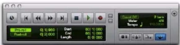 Pre-roll 01 1) 960 Start 80/1 1 000 End 80/1 1 000 Length 8:0 000 Sound Off 2 hrs Meter 4/8 Tempo 115.0000
