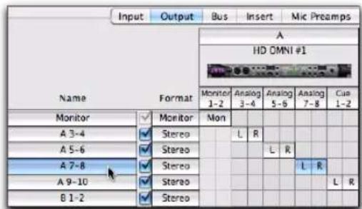 Input Output Bus Insert Mic Prcamps Name Format A HD DMNI #1 Monitor 1-2 Analog 3-4 Analog 5-6 Analog 7-8 Cue 1-2 Monitor Mon A 3-4 Stereo L R A 5-6 Stereo L R A 7-8 Stereo L R A 9-10 Stereo L R B 1-2 Stereo